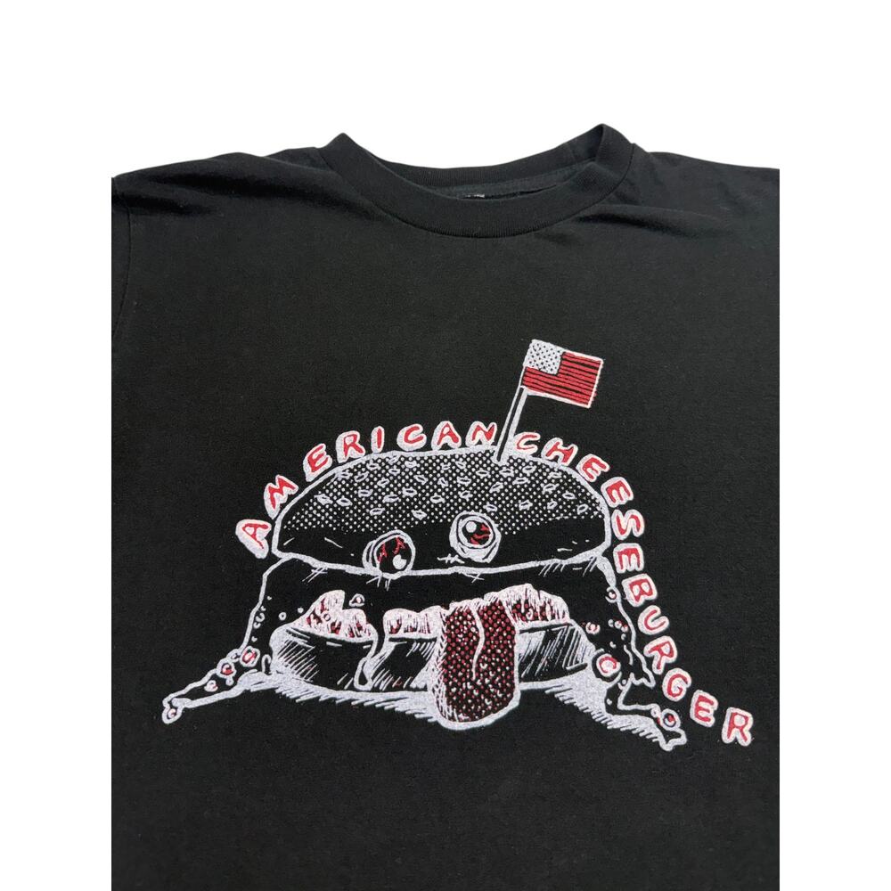American Cheeseburger Band T-Shirt Men's SMALL Y2K Punk Hardcore RARE